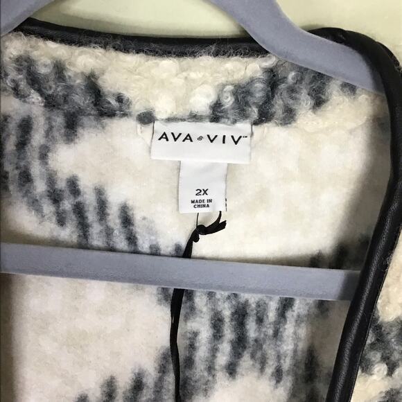 Ava & Viv  Women Open Front plaid  cardigan jacket 2X  NWT Cozy Trendy Boho - Picture 9 of 11